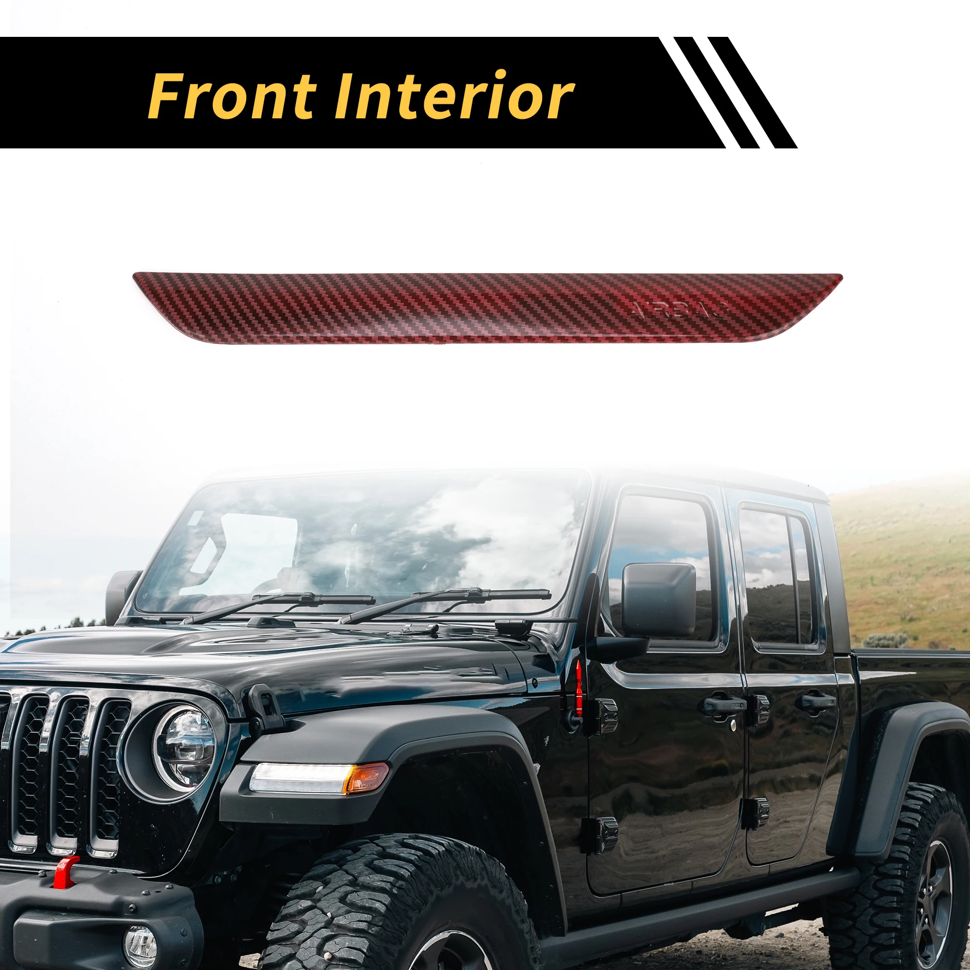 UXCELL 1 Pc Passenger Side Interior Seat Handle Trim for Jeep Wrangler JL JLU 18-24 ABS Carbon Fiber Red