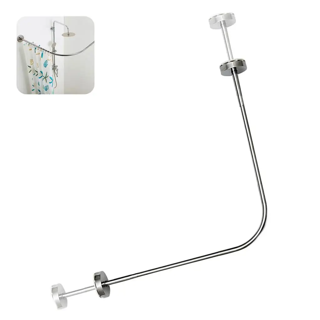 Shower Curtain Pole Curved Stainless Steel Extendable Rail Rod Arc Wear-Resistant Punch-free Heavy Loaded Bath Hardware Area