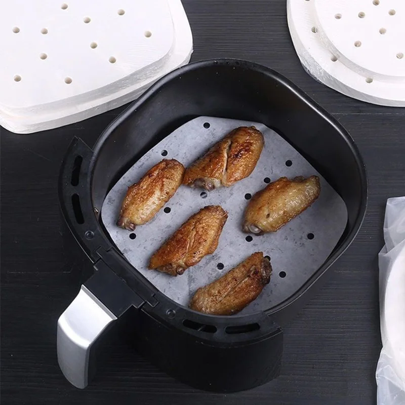 100 Sheets Bamboo Steamer Papers Disposable Non-Stick Steamer Mat Oil Paper Air Fryer Accessories Kitchen Bakeware Cooking Tools