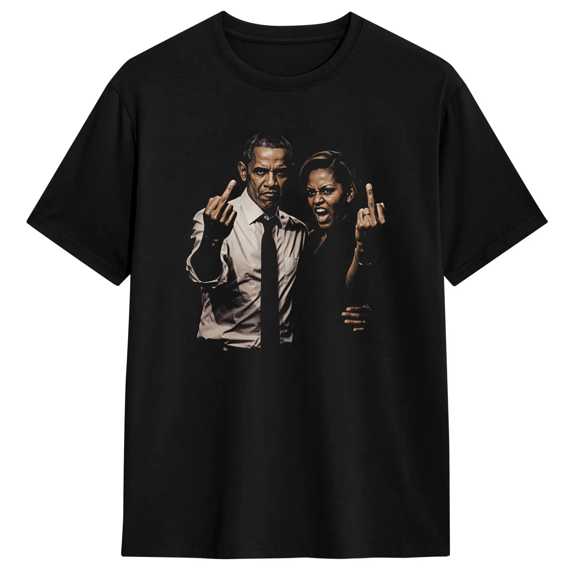 Men's Michelle & Obama Middle Finger meme T Shirt  100% Cotton Clothes Novelty Short Sleeve Round Neck Tees Summer T-Shirts