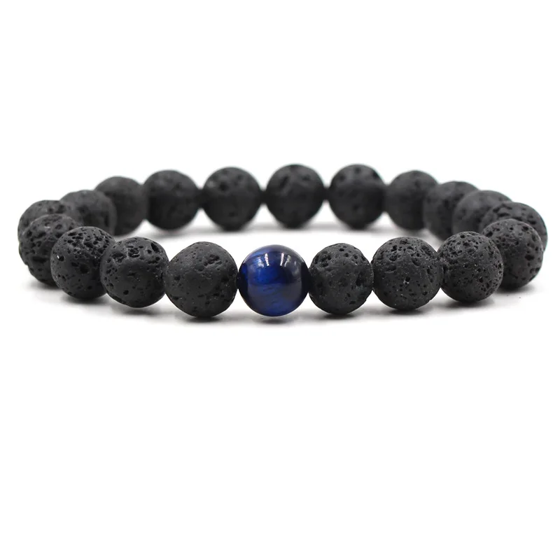 

10pcs10MM Black Lava Amazonium Howlite Blue Tiger's Eye Bead Bracelet DIY Aromatherapy Essential Oil Diffuser Bracelet