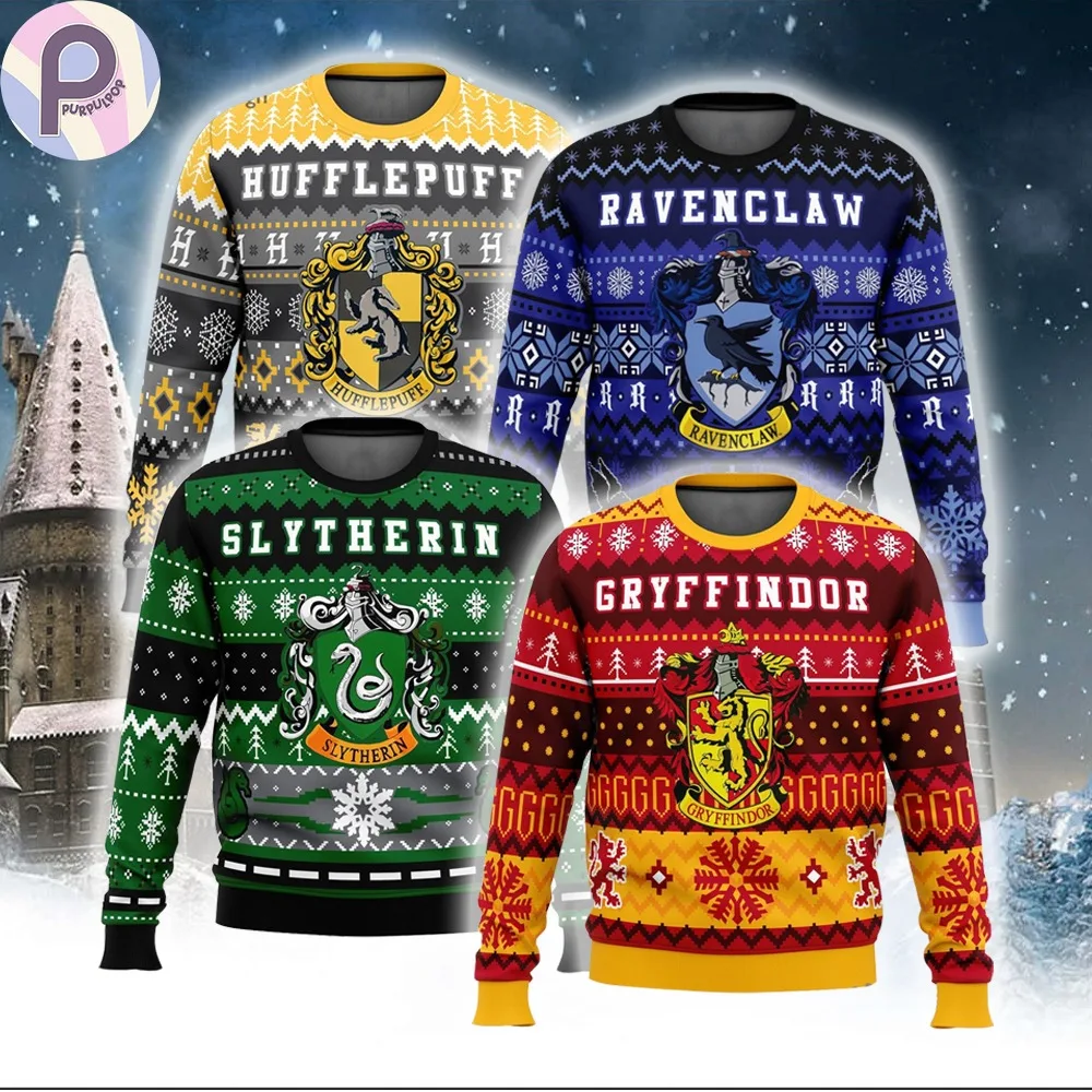 

2025 Harries Youth Children's Sweater Magic Movie Christmas Ugly Sweater Potters Kawaii Anime Festival Friends Gathering Winter