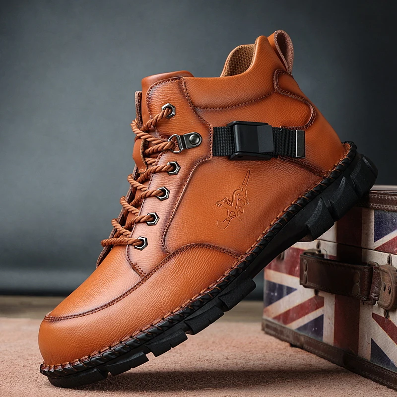 

2024 Autumn & Winter New Mid-Cut Cargo Boots - Men's Plus Size Outdoor Boots, Stylish Handcrafted Casual Shoes
