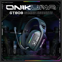 ONIKUMA GT808 auriculares para juegos multimodo iluminación RGB 2,4G inalámbrico para juegos PC con cable de escritorio con auriculares Ultra larga duración