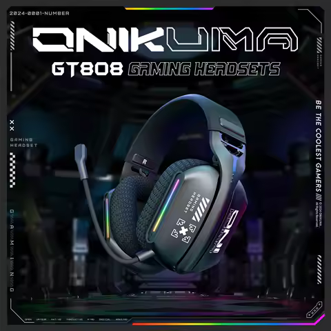 ONIKUMA GT808 Tri-mode Gaming Headset RGB Lighting 2.4G Wireless Gaming PC Wired Desktop with Headset Ultra Long Life