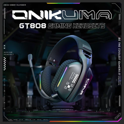 ONIKUMA GT808 auriculares para juegos multimodo iluminación RGB 2,4G inalámbrico para juegos PC con cable de escritorio con auriculares Ultra larga duración