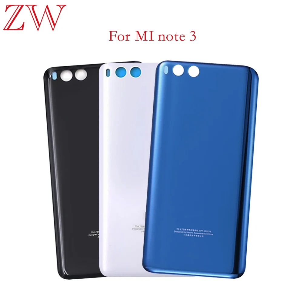 Note3 Back Housing For Xiaomi Mi Note 3 Battery Back Cover 3D Glass Panel Rear Door Battery Housing Case With Adhesive Replace