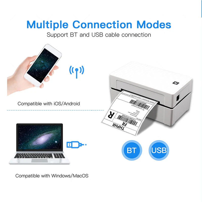 Thermal Shipping Label Printer Desktop Bluetooth 4 inch Printer For Online Store To Print Labels Barcode Sticker Printer Stand