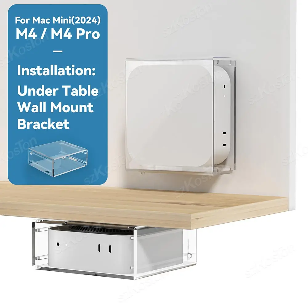 Para Apple Mac Mini M4/M4 Pro 2024 soporte de escritorio Vertical acrílico funda protectora de pared y soporte debajo del escritorio para Mac Mini M4 Pro PC