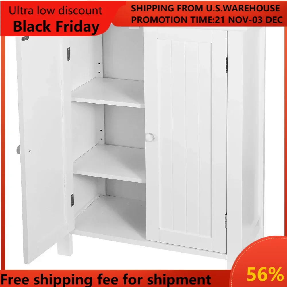 

Modern Bathroom Floor Storage Cabinet with Adjustable Shelf and Double Door Rust Proof, Living Room Modern Home Furniture