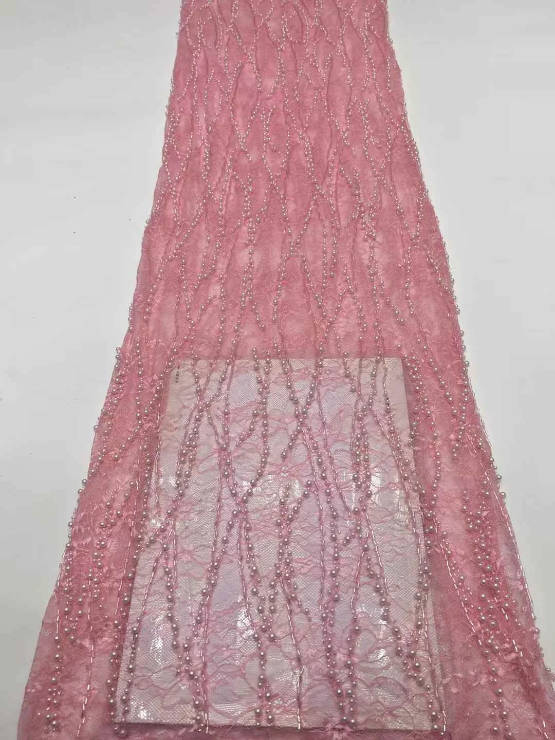 럭셔리 비즈 튜브 자수 아프리카 레이스 원단 프랑스 스팽글 튤 원단 나이지리아 웨딩 파티용