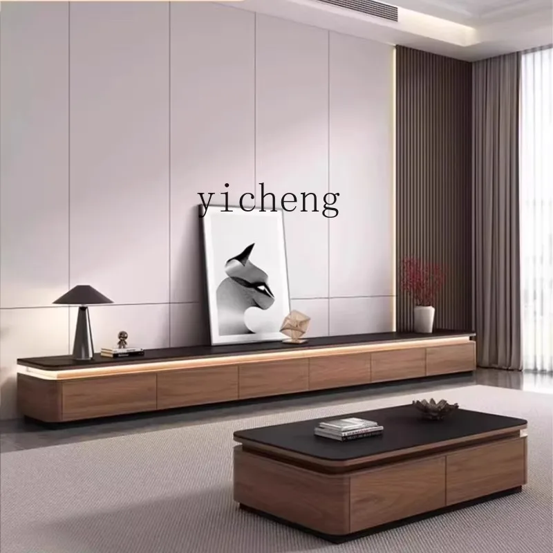 E6 Slate TV Cabinet Coffee Table Combination Ambient Light Floor Cabinet Locker TV Cabinet