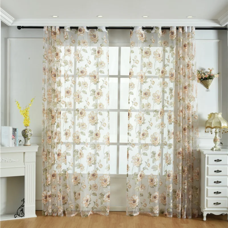 French Modern Simplicity Curtains for Living Room Bedroom Dining Room Small Fresh Printed Curtains Transparent Curtains Window