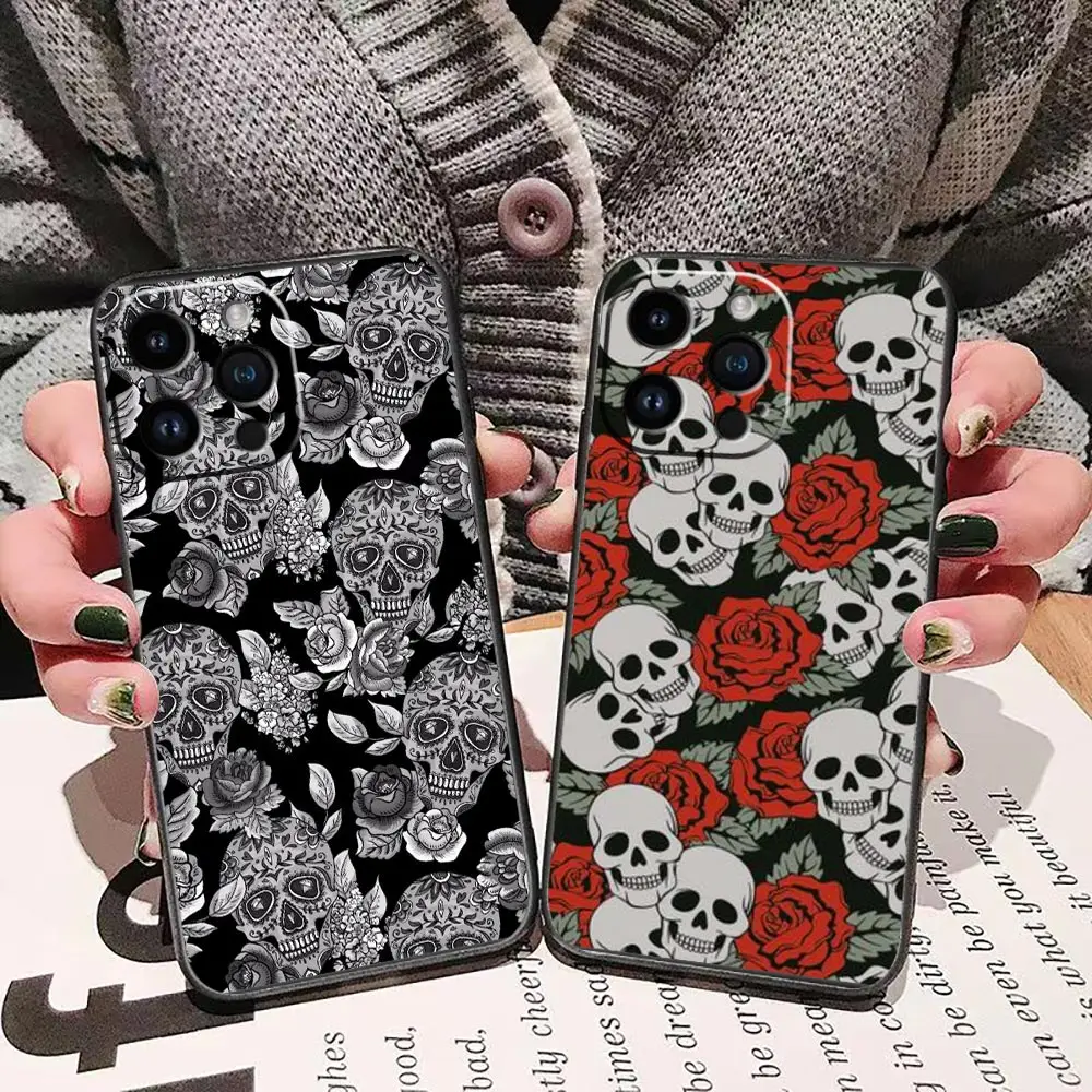 Scary Fashion Gothic skull Phone Case For iphone Apple 15 14 13 12 11 Pro XS Max Mini X SE 8 7 Plus Case Funda Capa Shell Cover