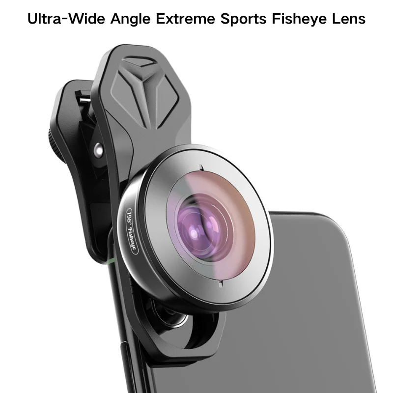 

Ultra-Wide Angle Extreme Sports Fisheye Lens：195° Fisheye Lens with 17mm Thread Universal Phone Lens Clip for iPhone/ Android