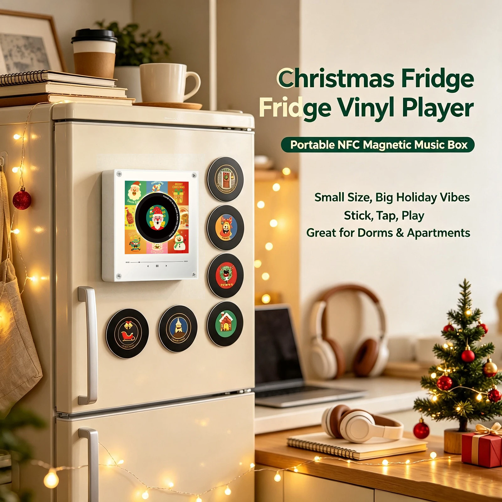 NFC Sensing Magnetic Music Box Player 128MB Programmable Sensing Song Player LED NightLight for Refrigerator Decor Festival Gift
