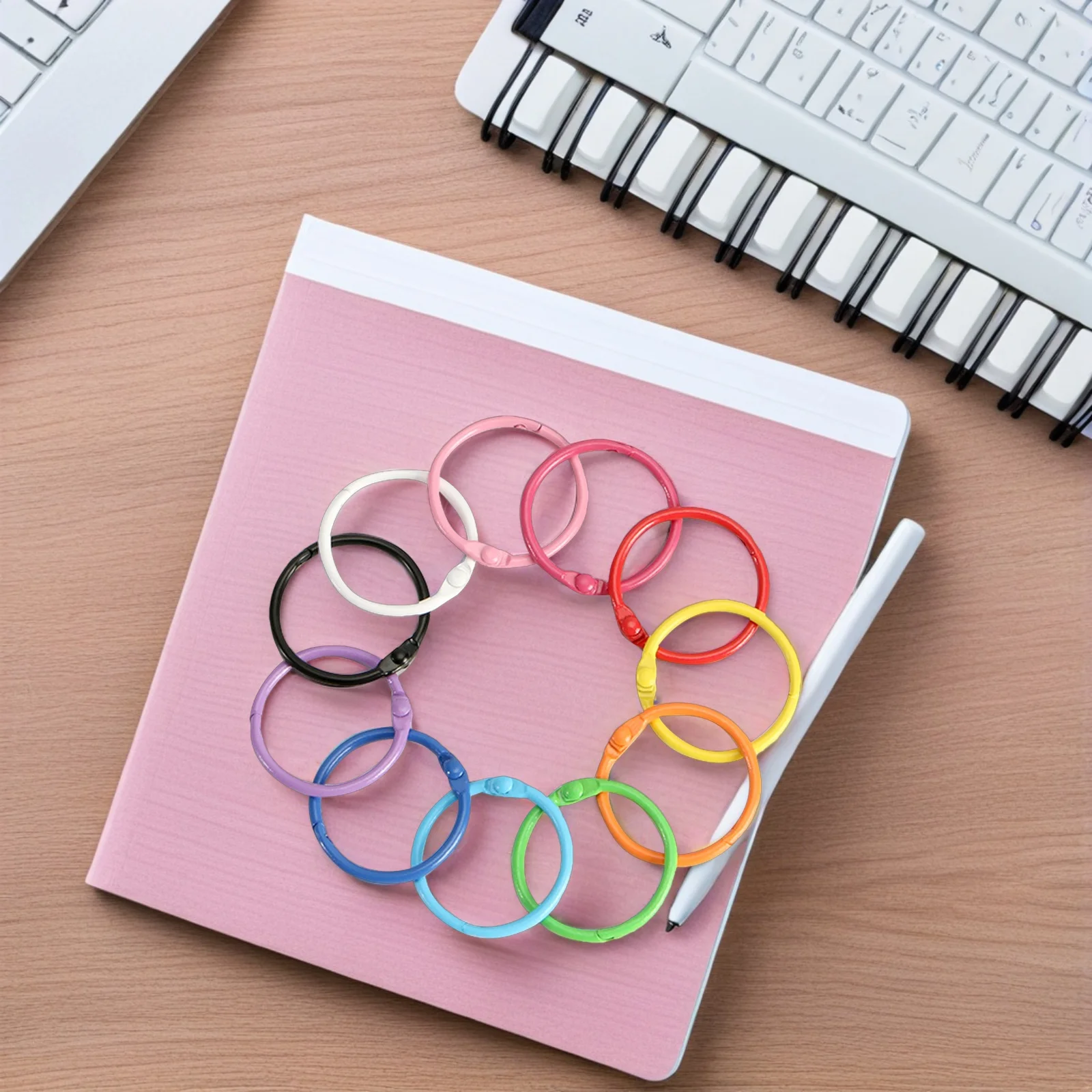 

40pcs Metal Binder Multi Color Index Card Hoops Loose Leaf Keychain Connectors For Crafting Scrapbook Office School Diy D-Shaped