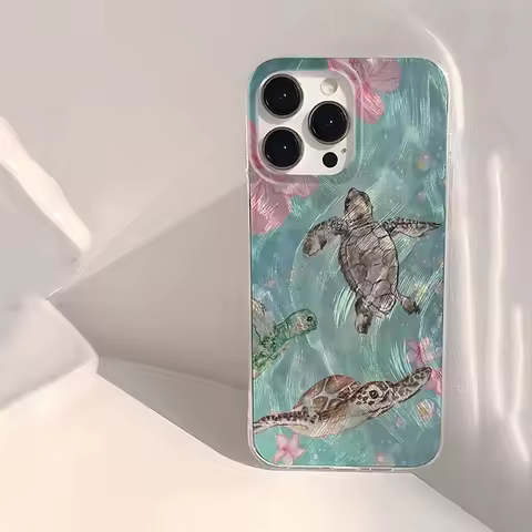 Sea Turtle Beach Pattern Phone Case For Samsung Galaxy S25 Ultra S24 Plus S23 S22 S21 S20 FE A55 A54 A53 A52 A35 A34 A15 Cover