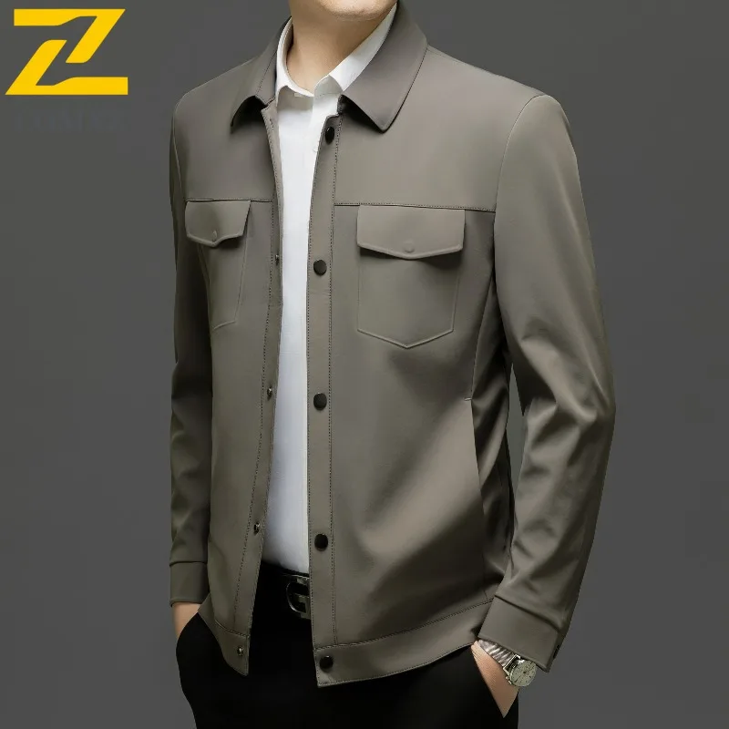 

Mens Autumn Jacket 2025 Light Luxury Turndown Collar Design Business Casual Coat Stylish Wear Premium Comfort Outer Garment
