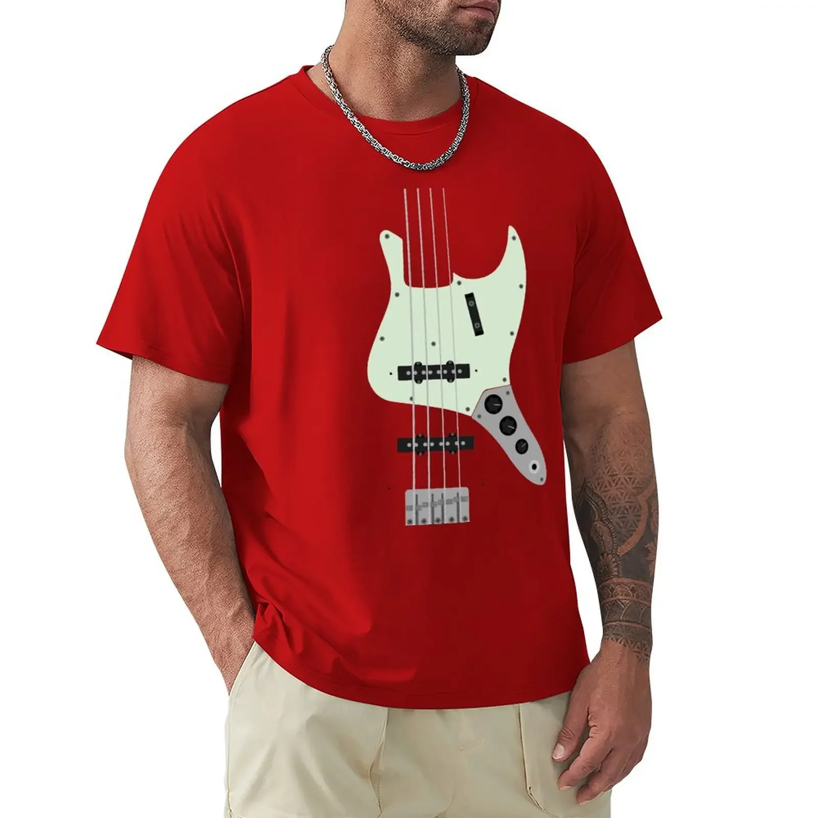 Electric Jazz Bass T-shirt blanks sweat summer tops Short sleeve tee men