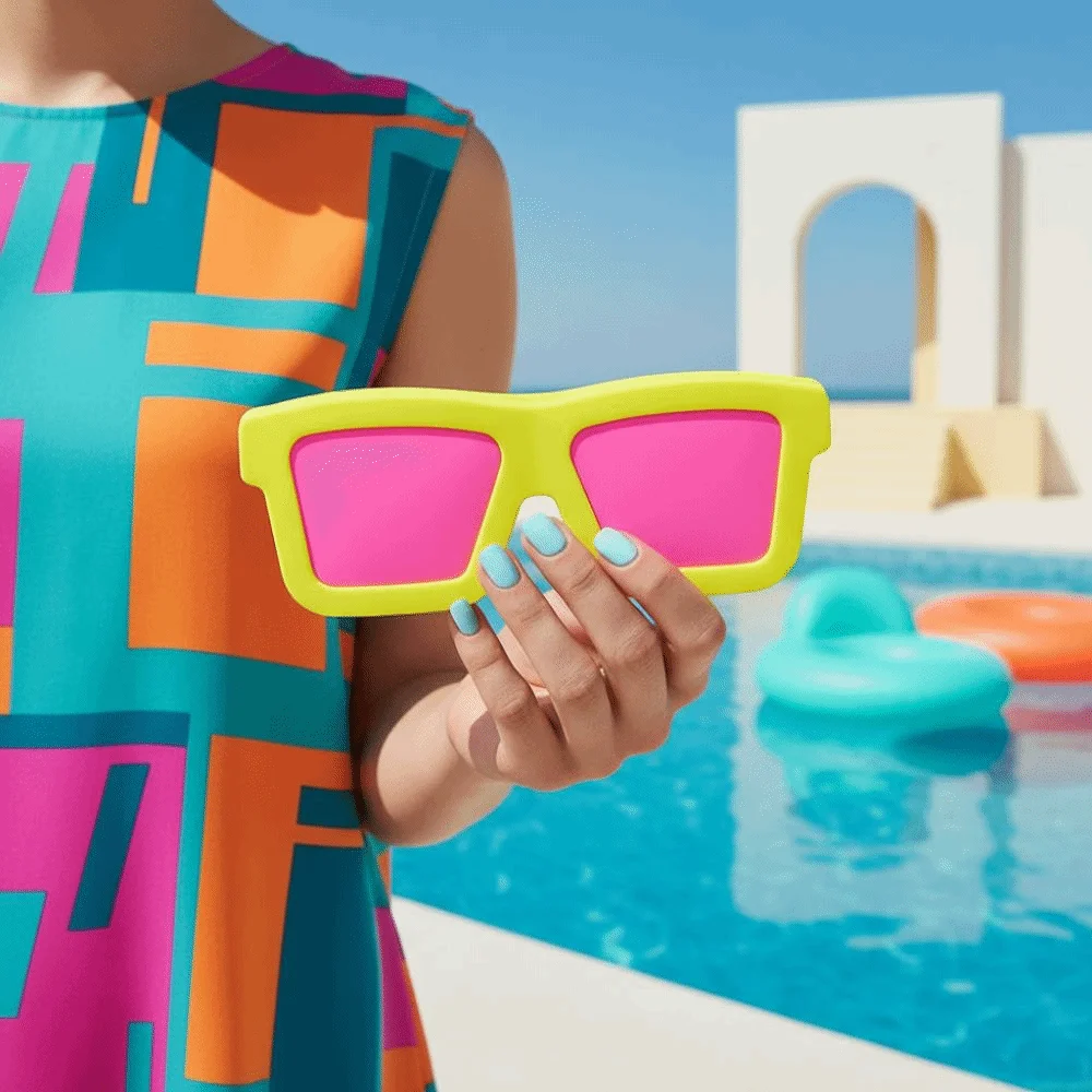 Étui en forme de lunettes de soleil aux couleurs vives, coque antichoc, sac à lunettes en silicone de qualité alimentaire avec cordon, résistant aux rayures