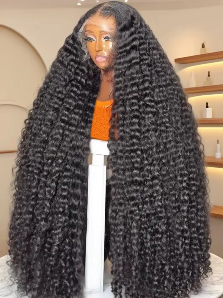 密度300%のディープウェーブ、13x6 HDレースフロントウィッグ、ブラジル産40～46インチ、ウォーターカール、13x4、360レースフロント人毛ウィッグ（女性用）