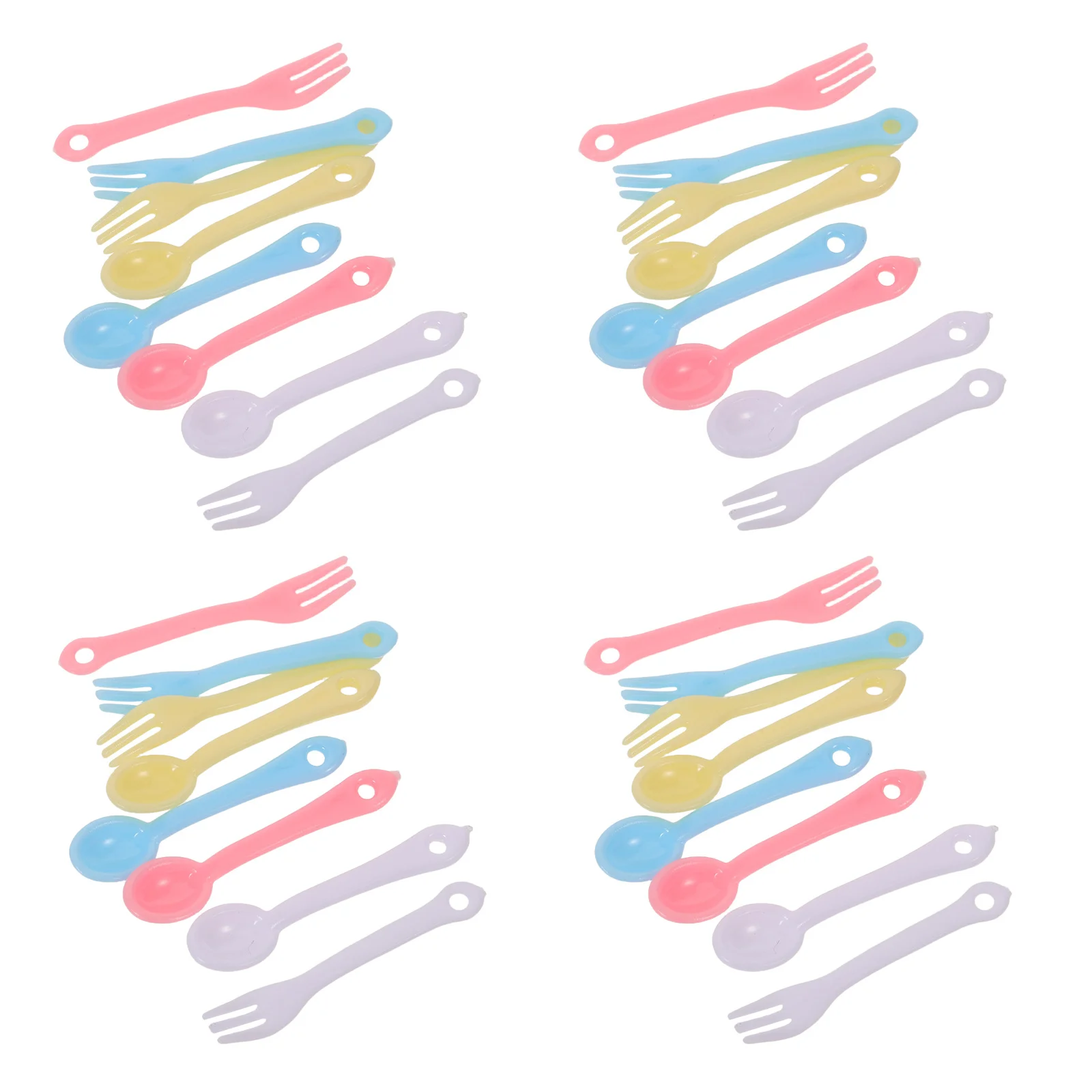 40 مجموعة أدوات مائدة بيت الدمى المصغرة الملونة شوك بلاستيكية صغيرة ملاعق متعددة الاستخدامات اكسسوارات المطبخ الصغيرة ديكور المنزل الصغير