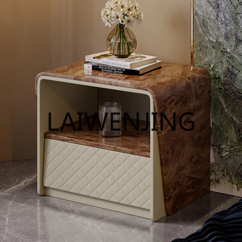 

Light luxury bedside table Fashion tree pomegranate paint Italian custom bedroom wireless charging storage cabinet