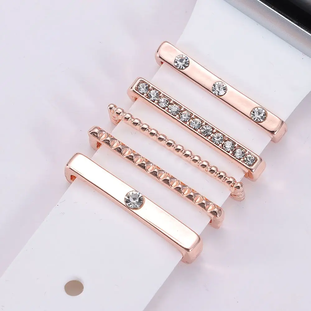 For Apple Watch Band Metal Charms Decorative Ring Diamond Ornament For iwatch Bracelet Smart Watch Silicone Strap Accessories