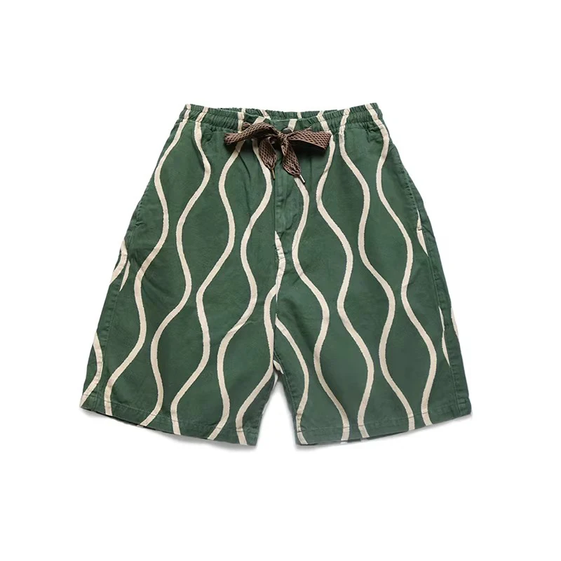 2026 KAPITAL Cotton and linen water ripple printed drawstring casual workwear shorts DK1107