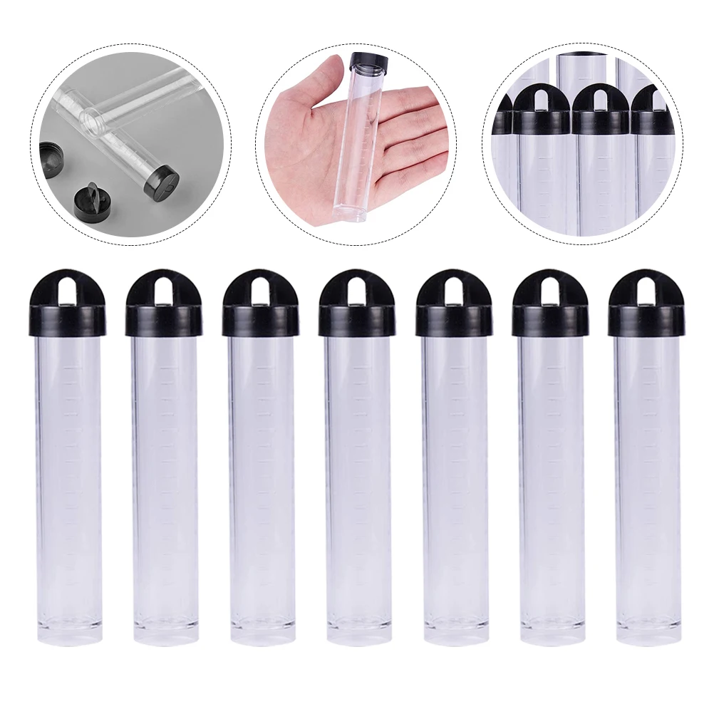 

30 pcs Black Cap Bottle Beads Storage Container Transparent Empty Tubes Plastic Small Liquid Container Cylindrical High Impact