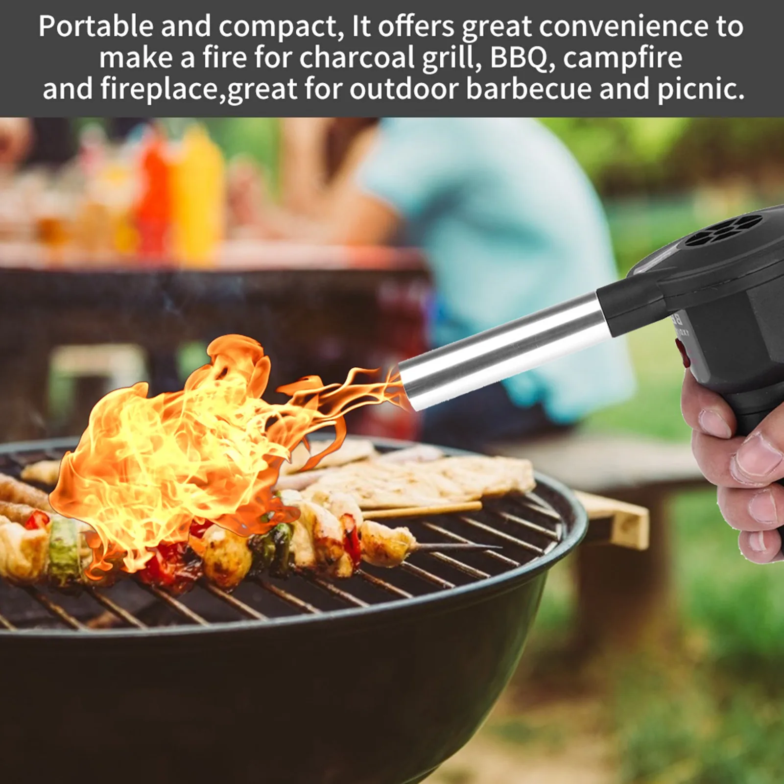 Portable Battery Powered BBQ Fan Air Blower for Outdoor Camping Picnic Charcoal Grill Barbecue