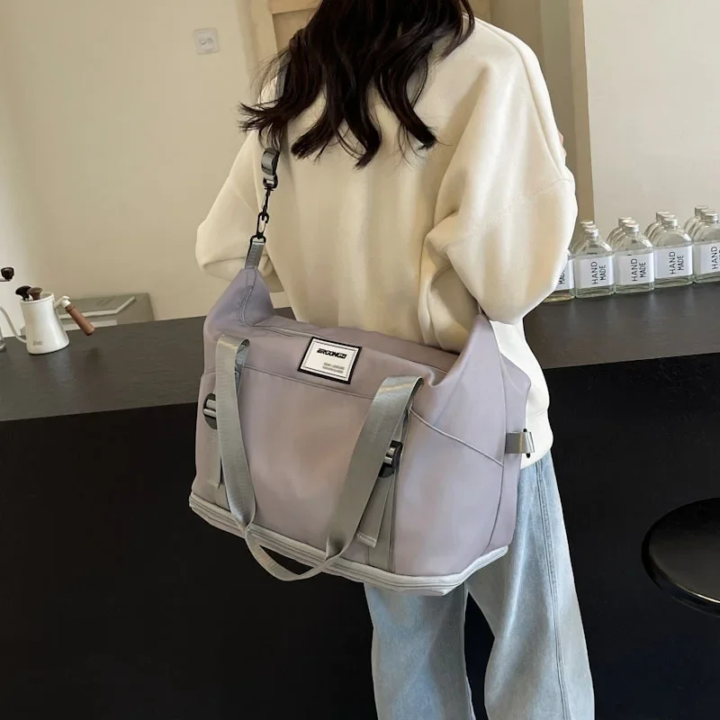 Bolso de mano de viaje para mujer, bolsa de equipaje de separación seca y húmeda, bolsa de transporte de corta distancia, almacenamiento de gran capacidad, bolso ligero