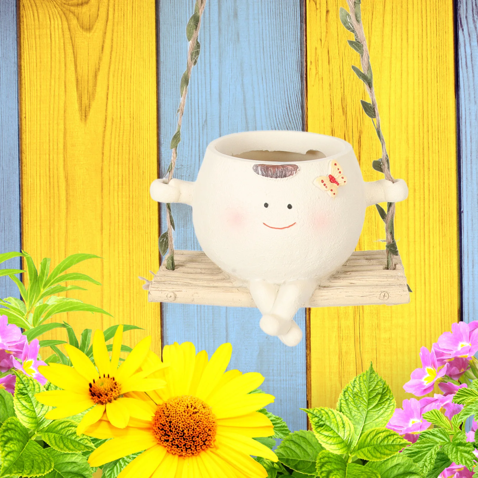 

Hanging Swing Planter Resin Flower Pot Decorative Indoor Outdoor Succulent Plant Pot Garden Hanging Flowerpot Swing Planter