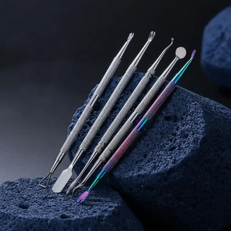 Holographic Stainless Steel Nail Polish Remover Gel Scraper Cuticle Pusher Home Salon Use