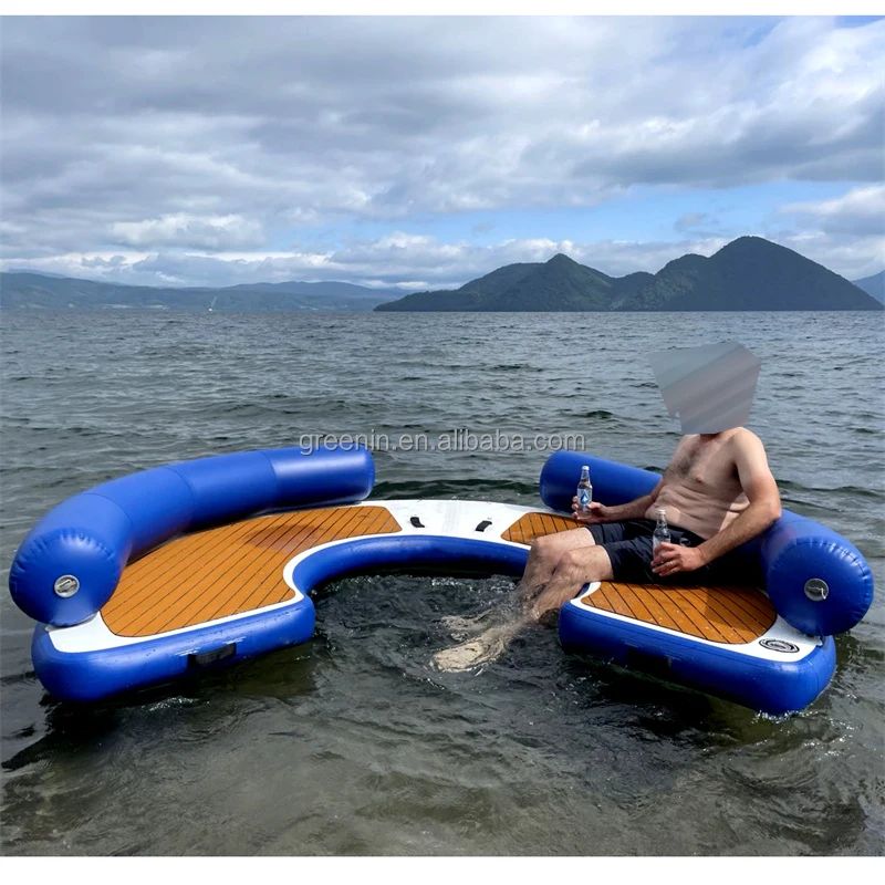 Inflatable Water Floating Jet Ski Dock Floats Platform C Shape Hangout Leisure Pontoon Dock