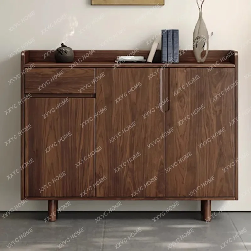 XXAll solid wood black walnut shoe cabinet Middle antique folio Entrance cabinet function