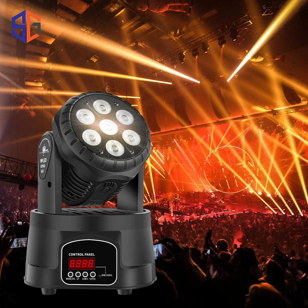 

7x10W LED Moving Head Light RGBW 4in1 Professional Stage Effect 10/15DMX Wash Light For DJ Disco Party Disco Wedding KTV Bar