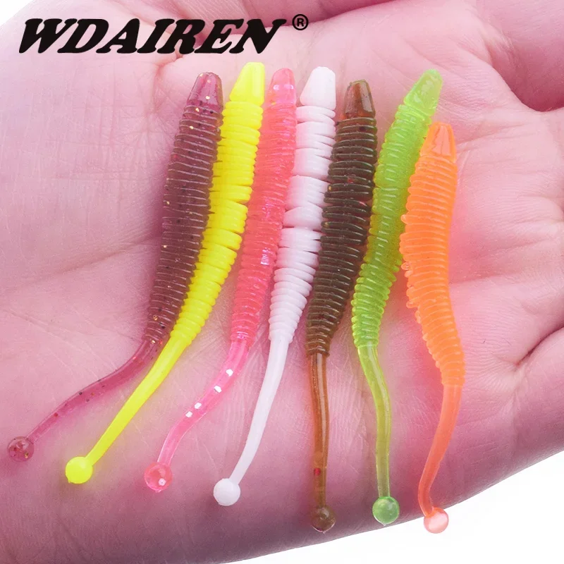 20 Pcs 6cm 0.6g Shrimp Smell Fishing Lures Artificial Silicone Worms Soft Bait Predator Swimbaits Cheap Pesca Fishing Tackle