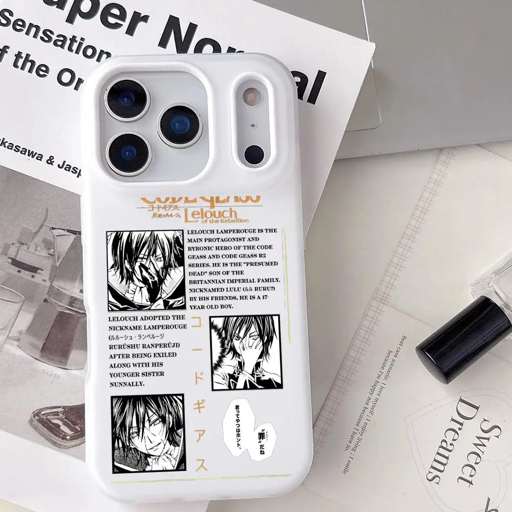 

Code Geass Lelouch of the Rebellion Phone Case For iPhone 17 16 15 14 Pro Max Plus Mini Case Clear Jelly Shockproof Soft Cover