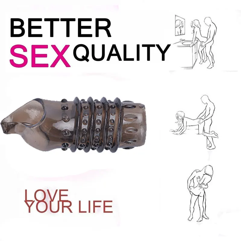 Silicon Lock Penis Ring Reusable With Spike Dotted Penis Sleeve Dildo Stronger Erection Stimulate G-spot Easy to clean 18+