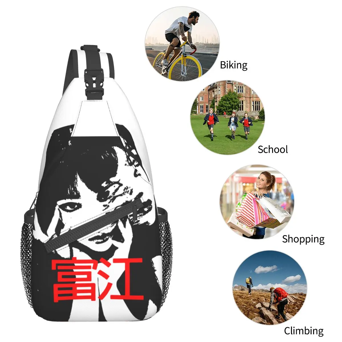 Tomie Junji Ito Crossbody Sling Bags Small Chest Bag Horror Manga Shoulder Backpack Daypack for Hiking Travel Biking Satchel