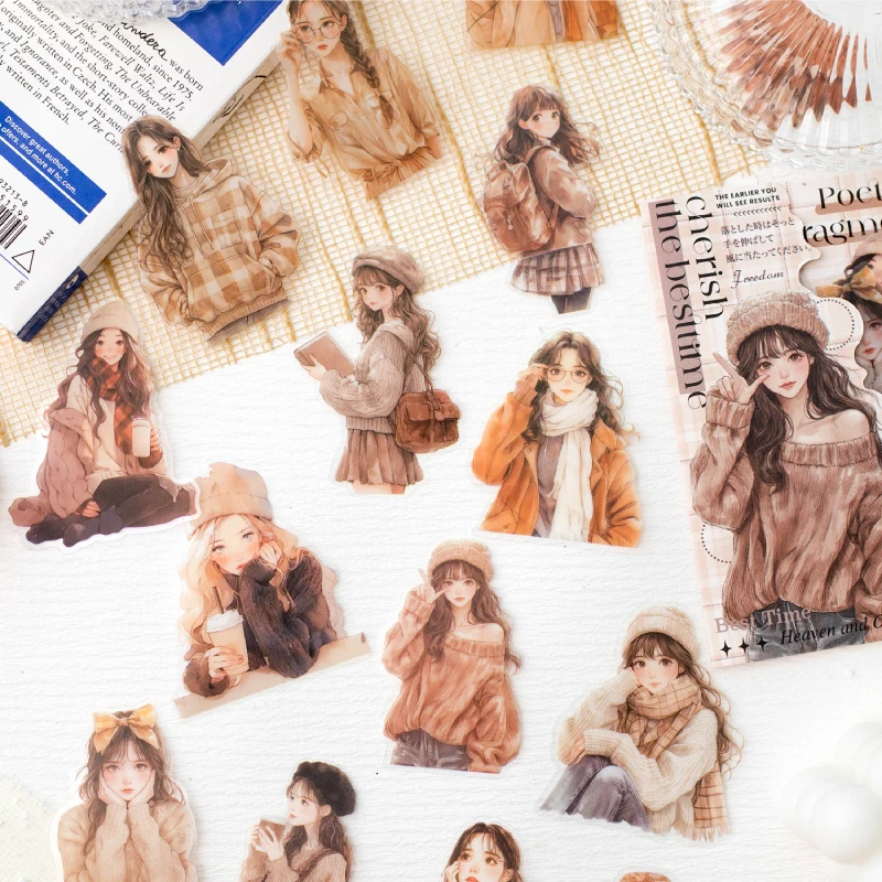 Card Lover30 Pcs [Gentle Journal Series] Korean Girl Theme Ledger  Stickers PET Sticker Paper Scrapbooking Material Scrapbook Ki