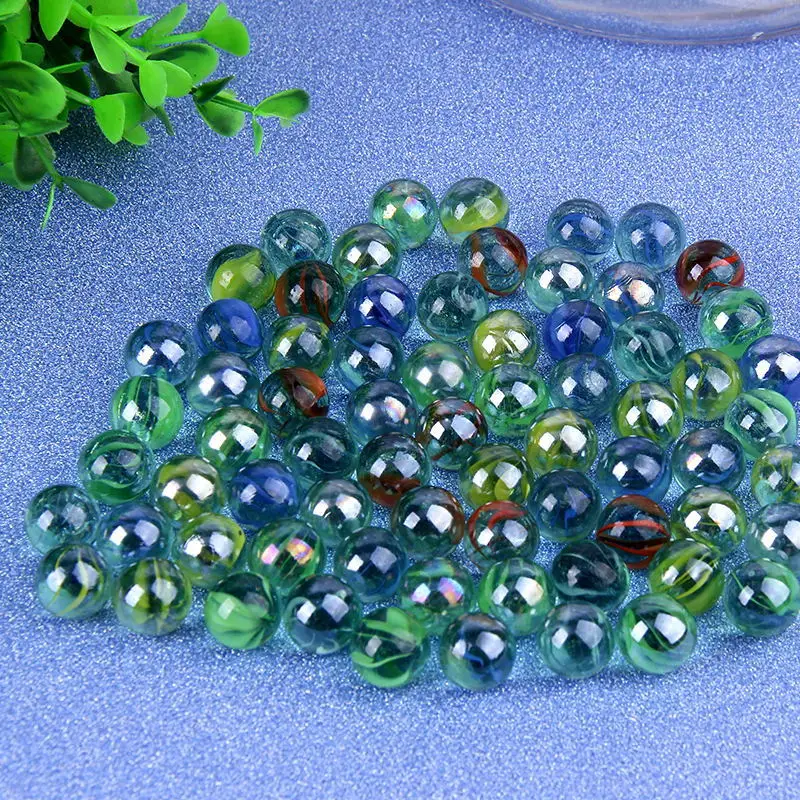 100PCS 14MM Cat Eye Glass Balls Random Pattern Color Game Console Special Glass Marbles Transparent Marbles Children's Toys