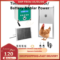 Automatic Chicken Coop Door Openers Controller LCD Screen Timer Light Sensor Solar Battery Power Poultry Flap Pull Gravity 3KG