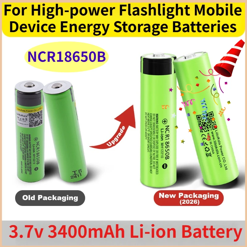 

Аккумулятор литий-ионный перезаряжаемый NCR18650B 3.7В 3400мАч 18650 34B-JT для мощных фонарей, мобильных устройств и систем накопления энергии