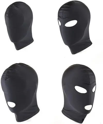 Giochi erotici per adulti Maschera con cappuccio fetish BDSM Bondage Maschera in spandex nero Giocattoli sessuali per coppie 4 Specifiche tra cui scegliere Giocattolo sexy 18+