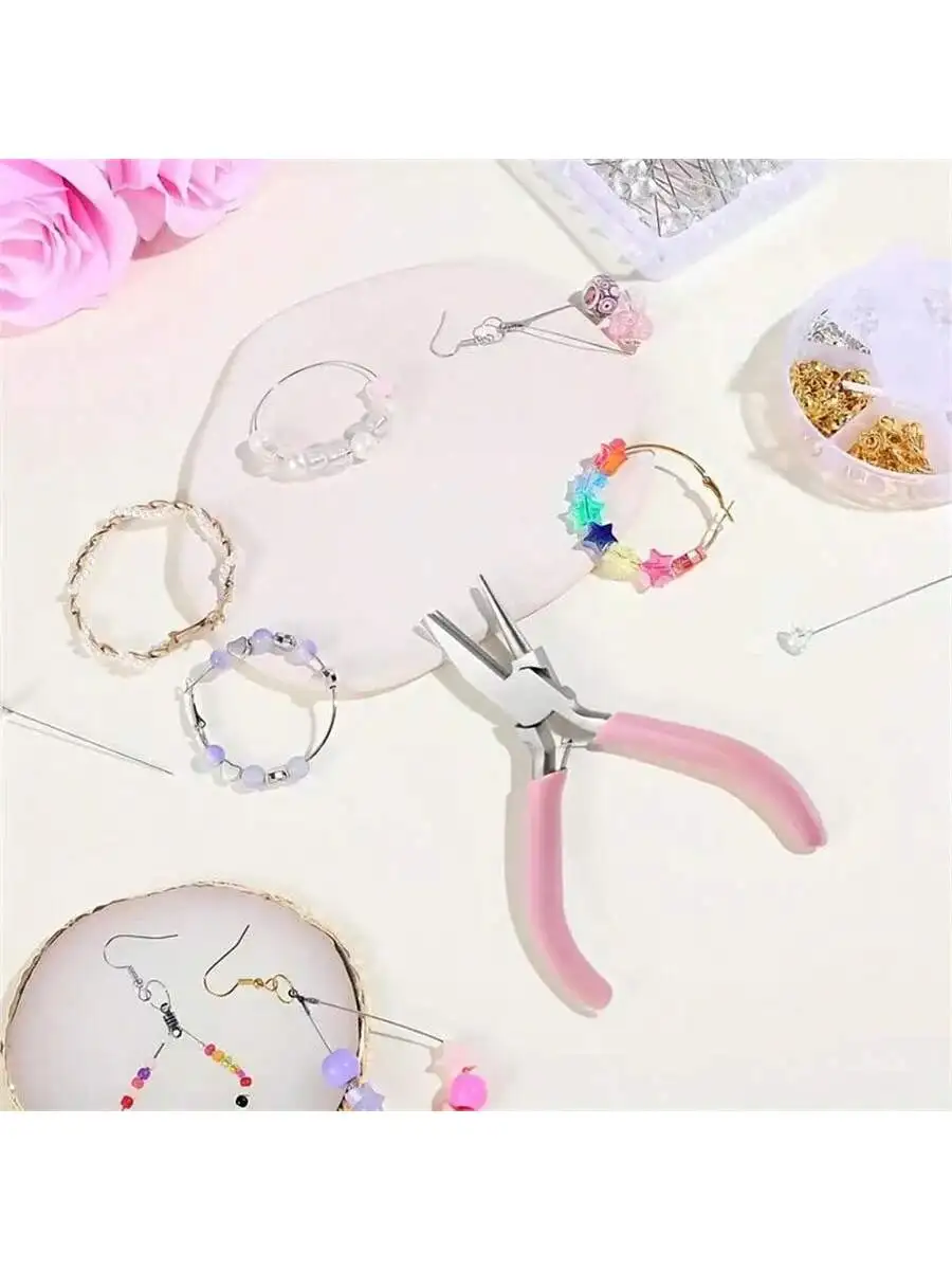 1 or 2-Piece Pink Jewelry Pliers with Ring Tool for Making and Repairing Accessories, DIY-Friendly for Beginners and Pros Alike