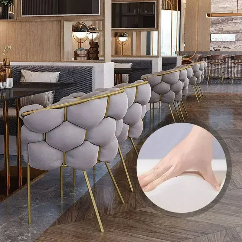 Metal Vanity Chair Sturdy Dining Seat Comfortable Backrest Princess Chair Soft Manicure Chair Suitable for Beauty Salon Bedroom