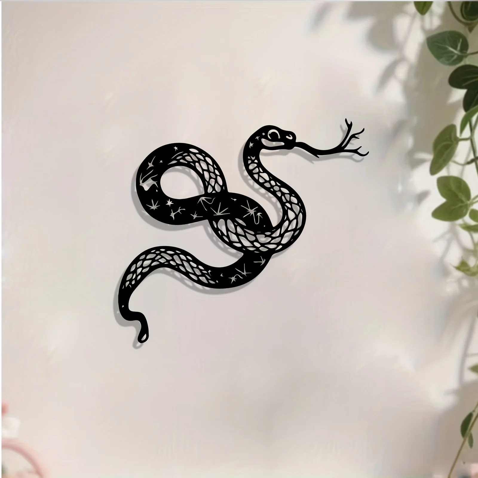 Flat Gothic Serpent Metal Wall Art, Laser‑Cut Coiled Serpent Silhouette Mural for Garden Fence Patio Living Room